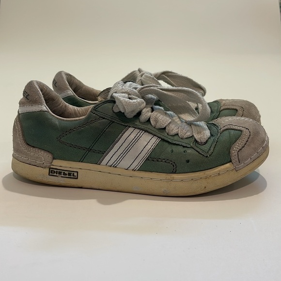 Diesel Y2K Vintage Green White Leather Sneakers - Picture 4 of 8